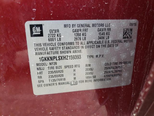 2017 GMC Acadia Denali VIN: 1GKKNPLSXHZ159393 Lot: 56315274