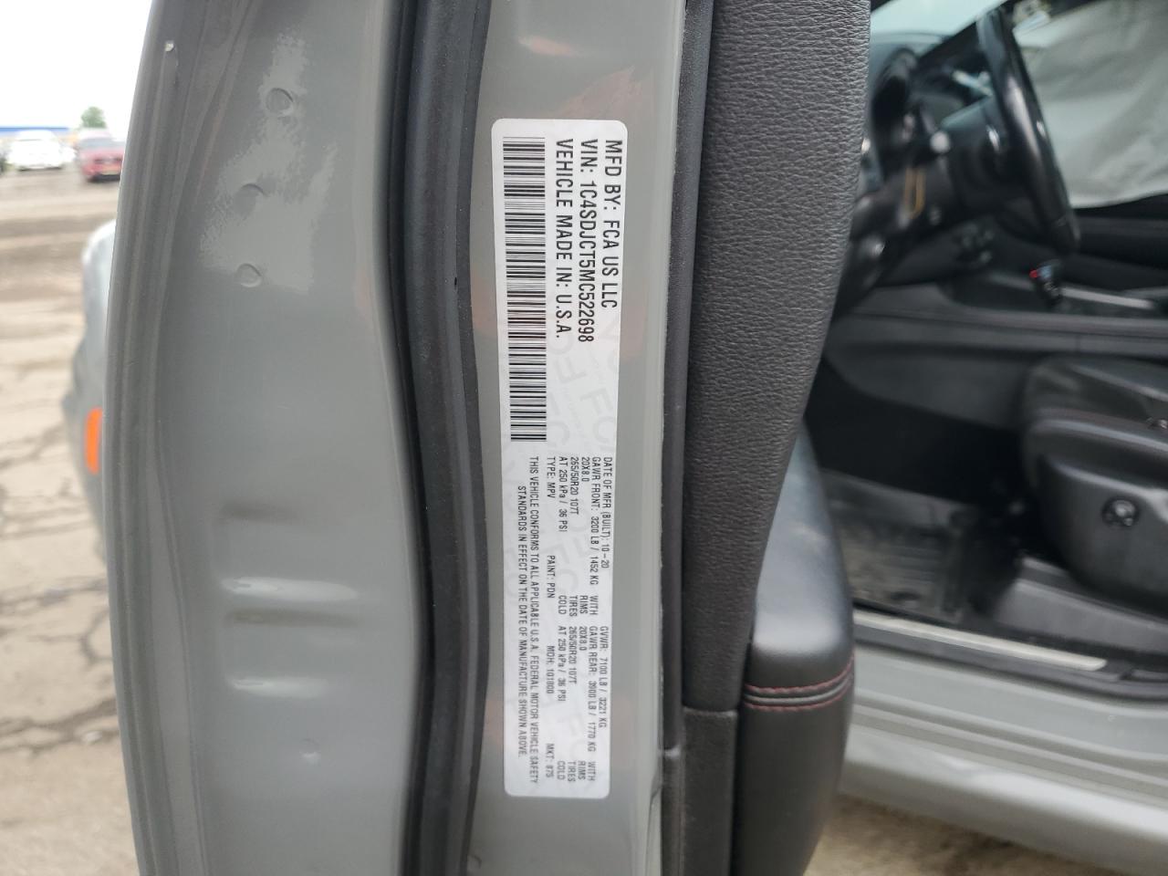 1C4SDJCT5MC522698 2021 Dodge Durango R/T