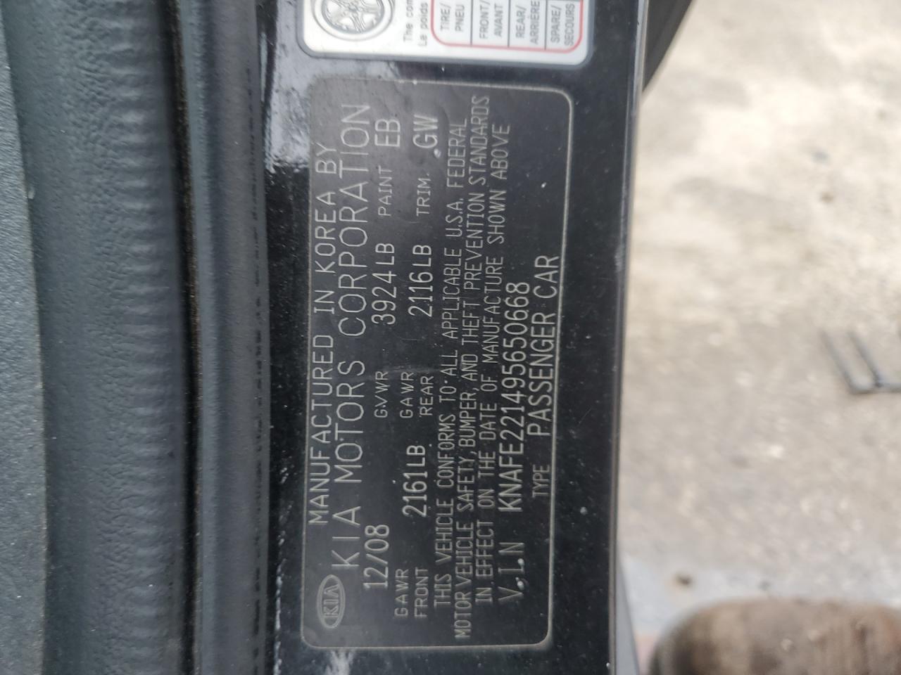 KNAFE221495650668 2009 Kia Spectra Ex