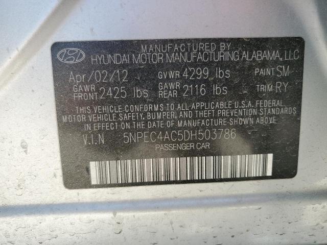 2013 Hyundai Sonata Se VIN: 5NPEC4AC5DH503786 Lot: 55456634