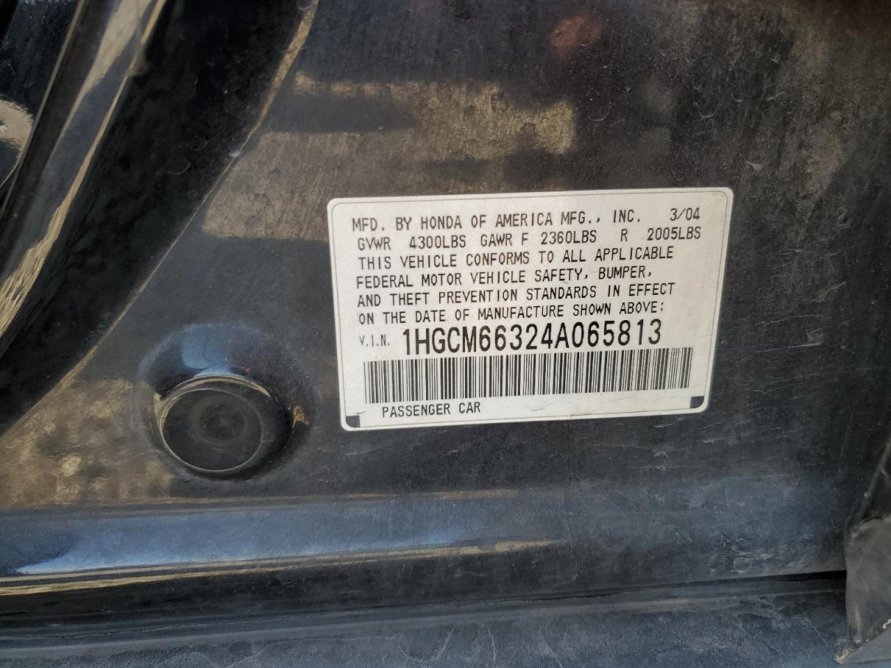 1HGCM66324A065813 2004 Honda Accord Lx