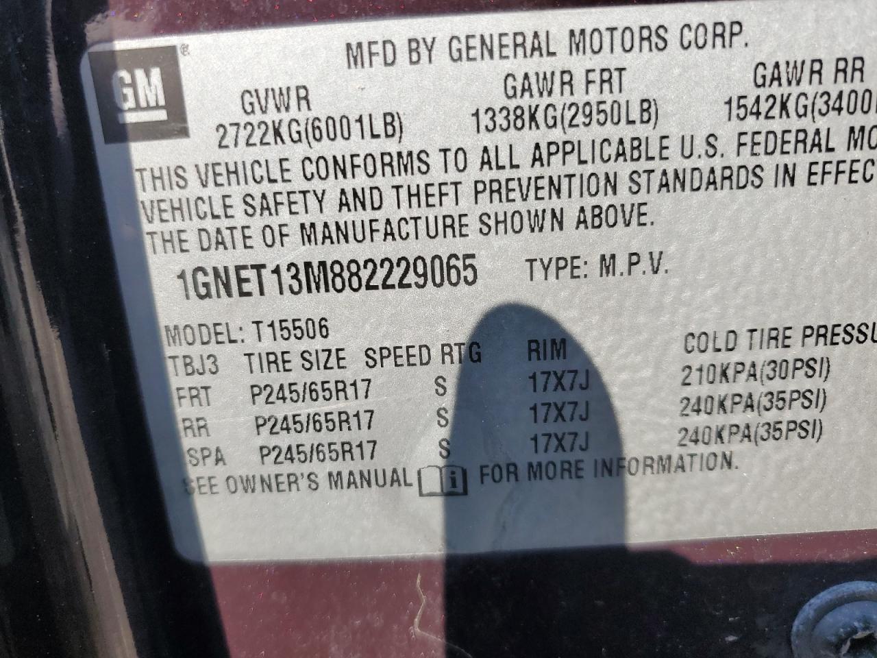 1GNET13M882229065 2008 Chevrolet Trailblazer Ls