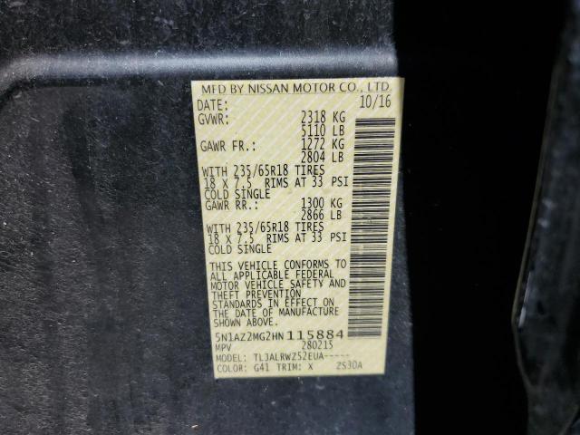 2017 Nissan Murano S VIN: 5N1AZ2MG2HN115884 Lot: 56423454