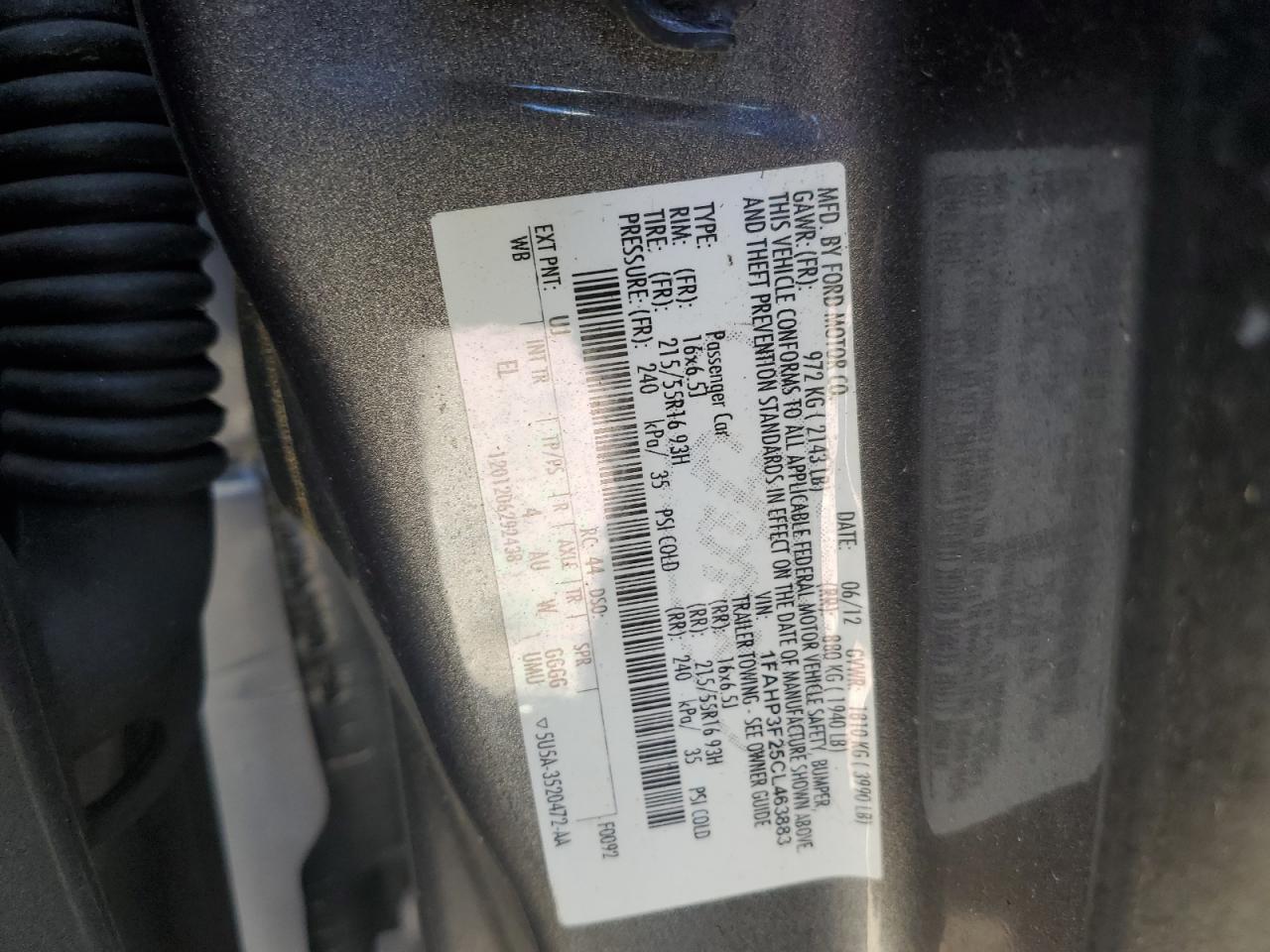 1FAHP3F25CL463883 2012 Ford Focus Se