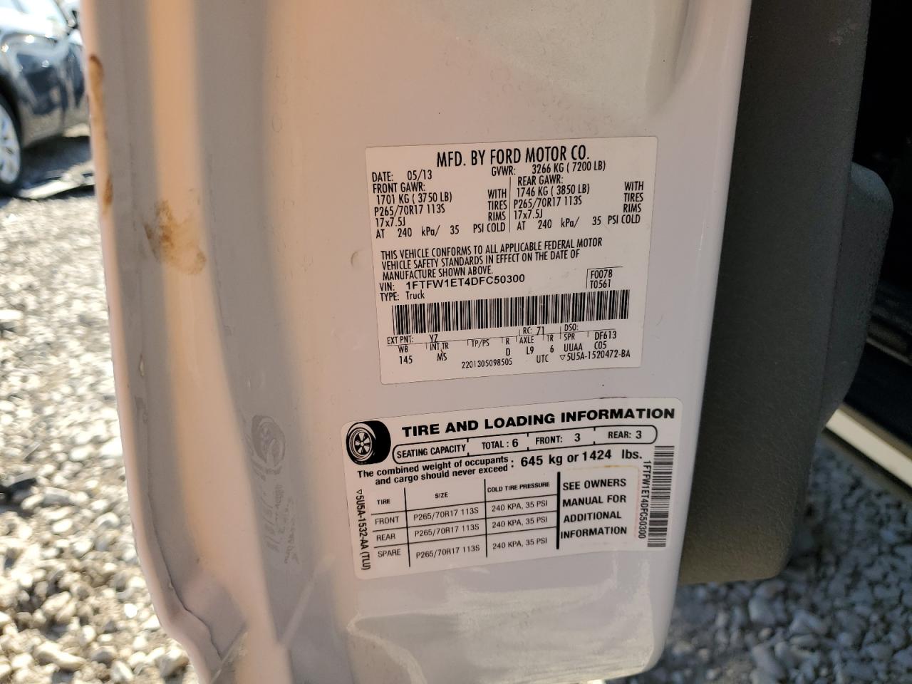 1FTFW1ET4DFC50300 2013 Ford F150 Supercrew