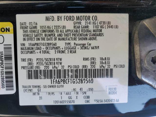 2016 Ford Mustang Gt VIN: 1FA6P8CF1G5289560 Lot: 55160234