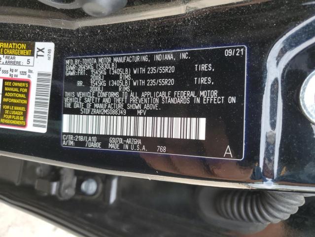 2021 Toyota Highlander Platinum VIN: 5TDFZRAH2MS088349 Lot: 54243214