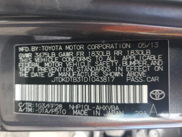 2013 Toyota Prius C VIN: JTDKDTB31D1043817 Lot: 54203964