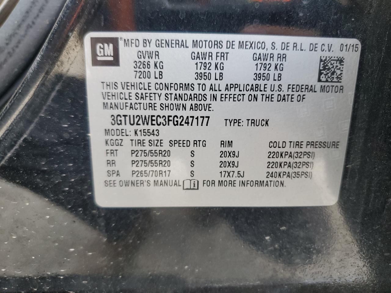 3GTU2WEC3FG247177 2015 GMC Sierra K1500 Denali