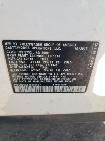 2018 Volkswagen Atlas Se VIN: 1V2CR2CA5JC539537 Lot: 55673844