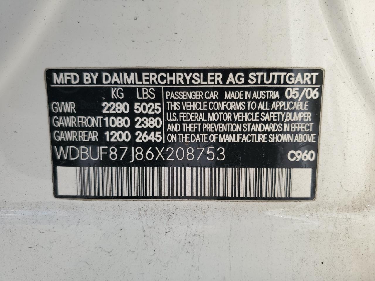 WDBUF87J86X208753 2006 Mercedes-Benz E 350 4Matic