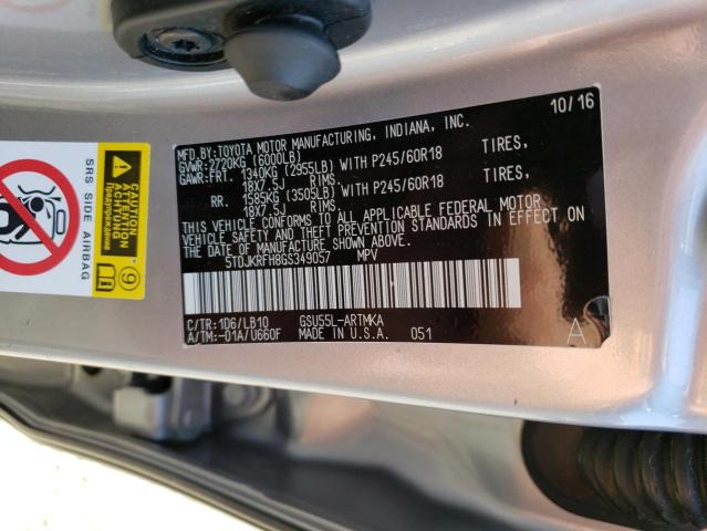 2016 Toyota Highlander Xle VIN: 5TDJKRFH8GS349057 Lot: 56287534