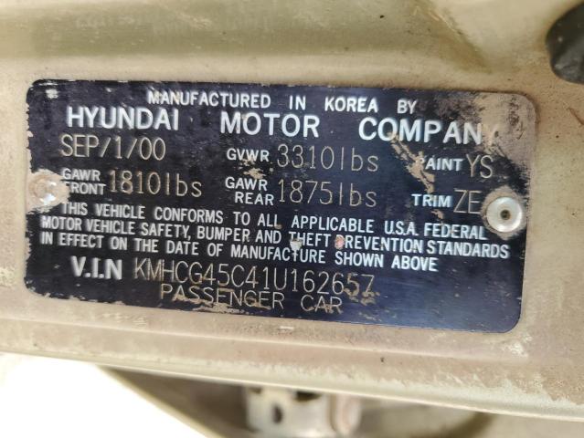 2001 Hyundai Accent Gl VIN: KMHCG45C41U162657 Lot: 53961264
