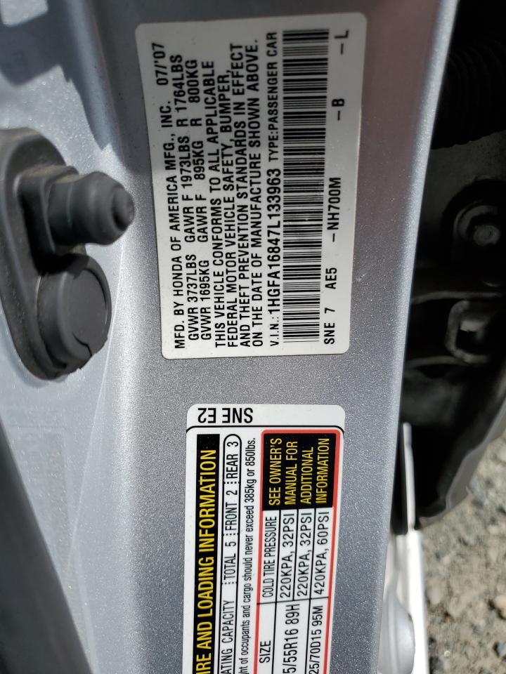 1HGFA16847L133963 2007 Honda Civic Ex