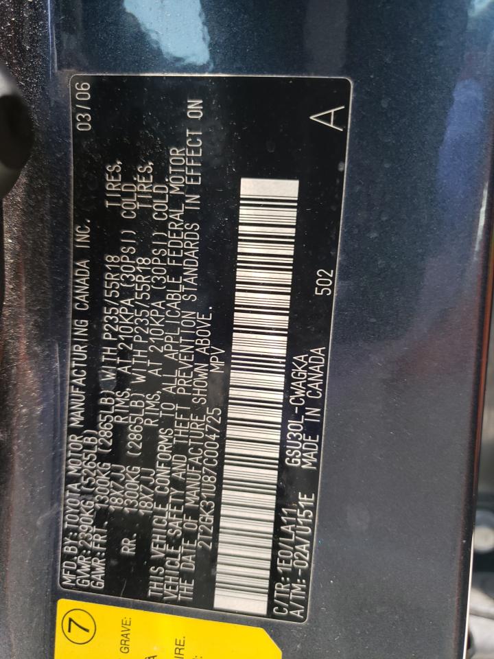 2T2GK31U87C004725 2007 Lexus Rx 350