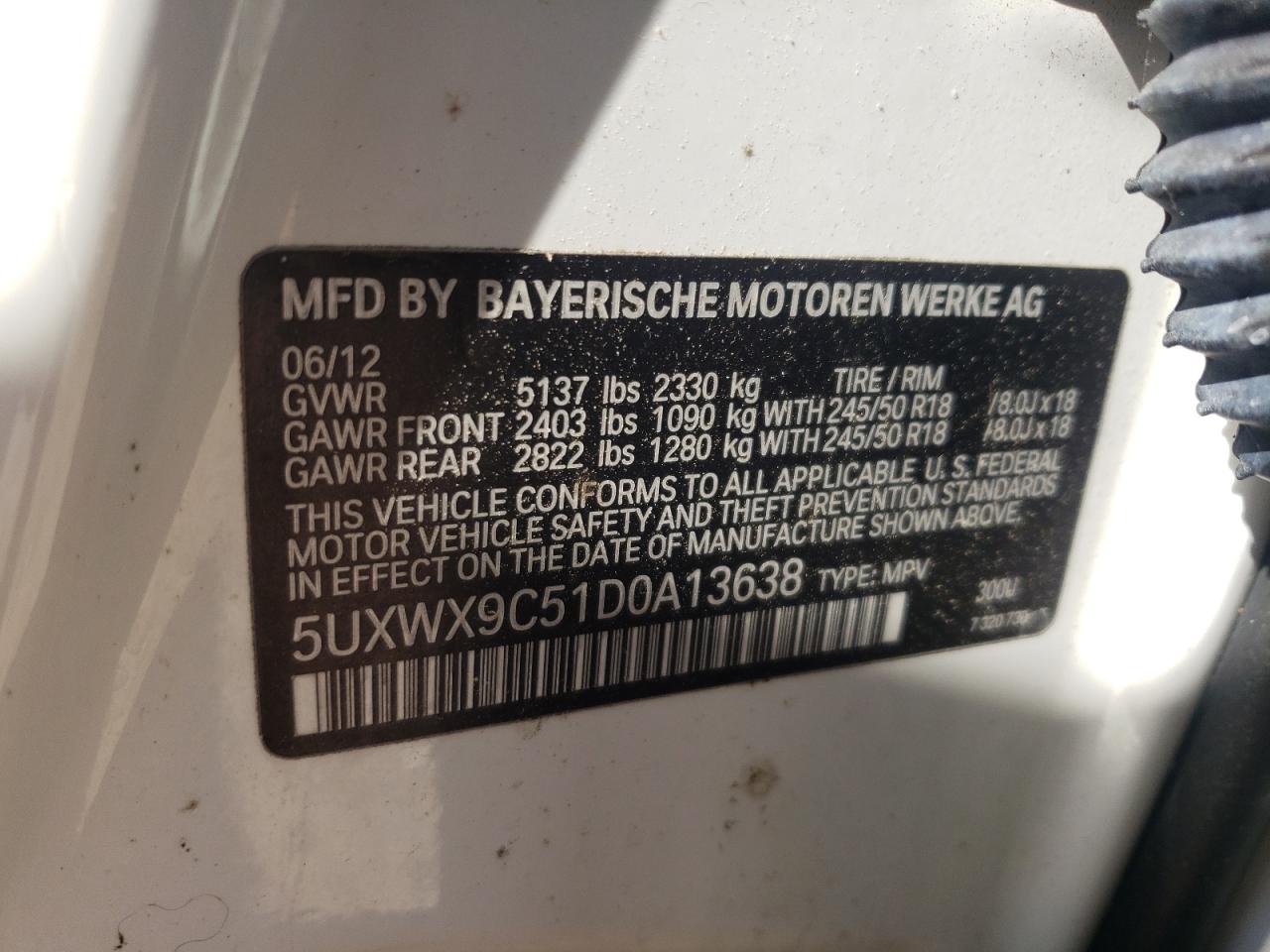 5UXWX9C51D0A13638 2013 BMW X3 xDrive28I