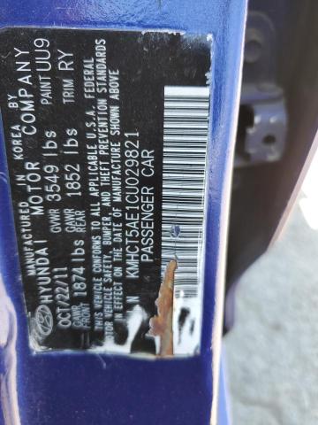 2012 Hyundai Accent Gls VIN: KMHCT5AE1CU029821 Lot: 55034614