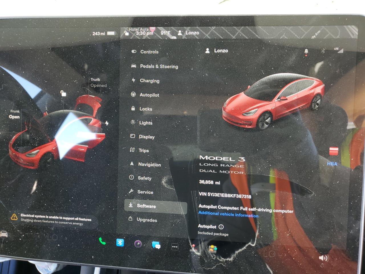 5YJ3E1EB8KF387318 2019 Tesla Model 3