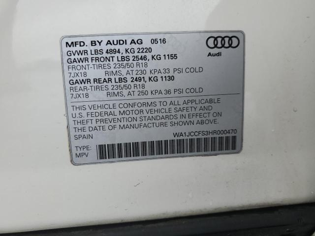 2017 Audi Q3 Premium Plus VIN: WA1JCCFS3HR000470 Lot: 54890134