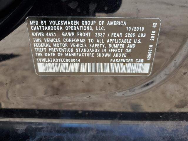 2019 Volkswagen Passat Wolfsburg VIN: 1VWLA7A31KC006044 Lot: 56203014