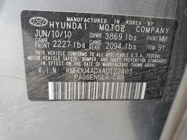 2010 Hyundai Elantra Blue VIN: KMHDU4ADXAU122403 Lot: 54404174