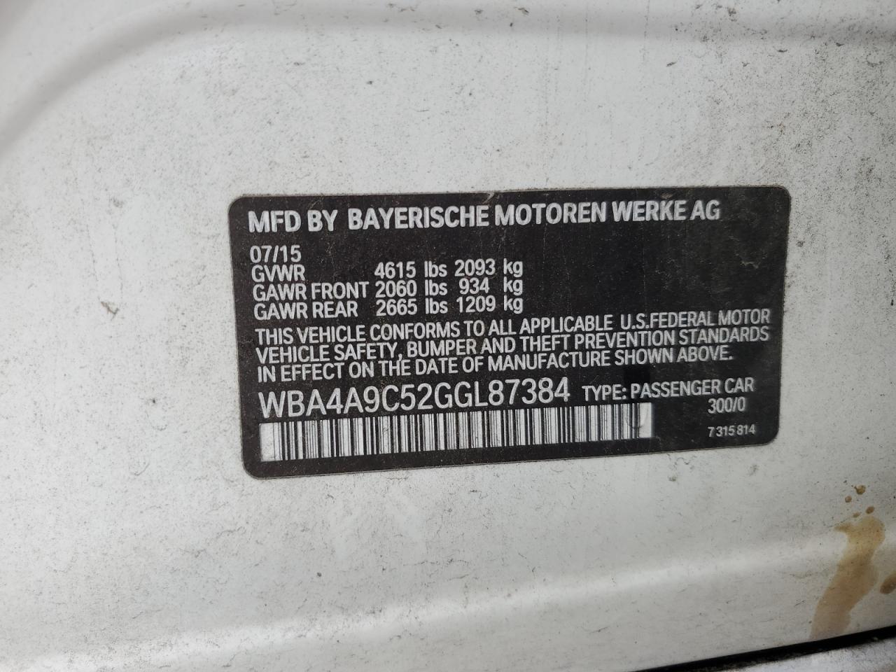 WBA4A9C52GGL87384 2016 BMW 428 I Gran Coupe Sulev