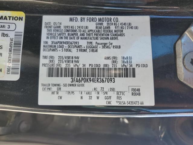 2014 Ford Fusion Titanium VIN: 3FA6P0K94ER367093 Lot: 54091114