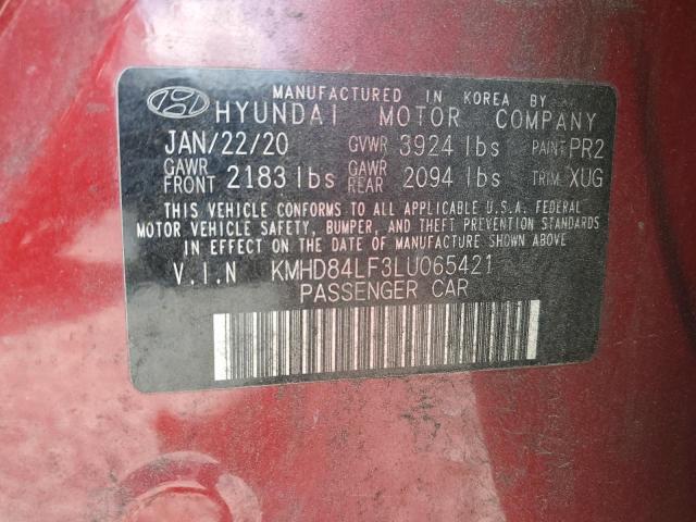 2020 Hyundai Elantra Sel VIN: KMHD84LF3LU065421 Lot: 53817624