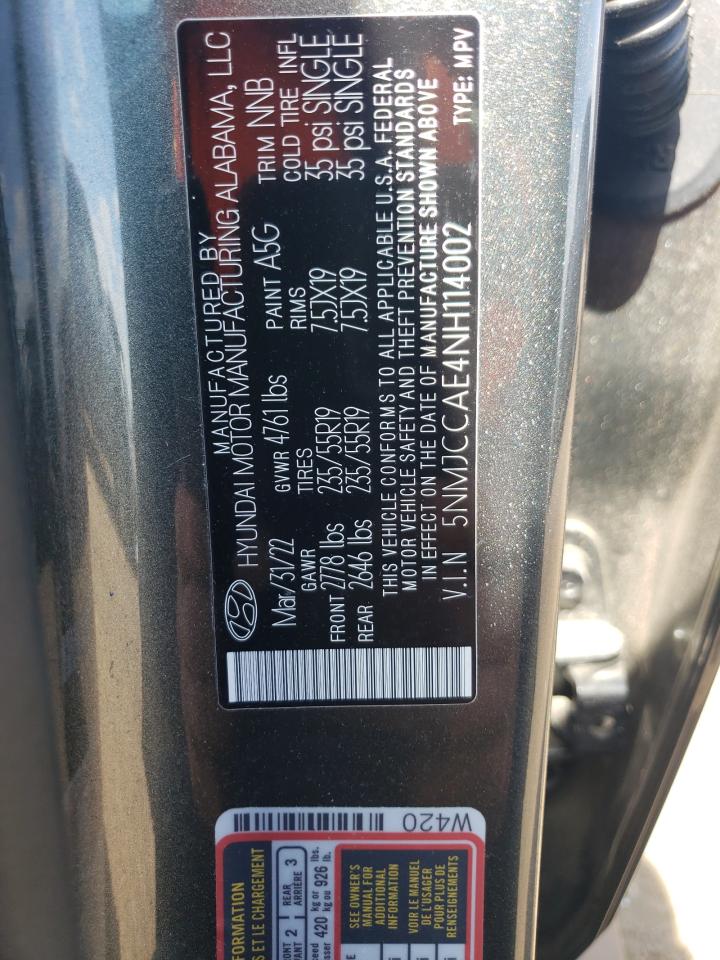 5NMJCCAE4NH114002 2022 Hyundai Tucson Sel