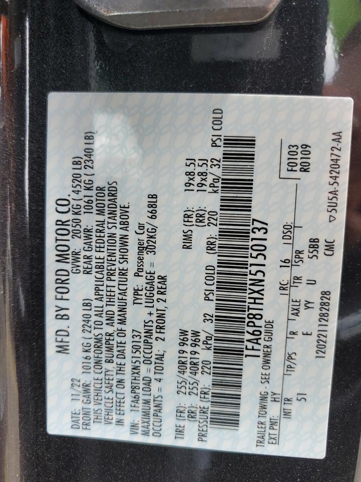 1FA6P8THXN5150137 2022 Ford Mustang