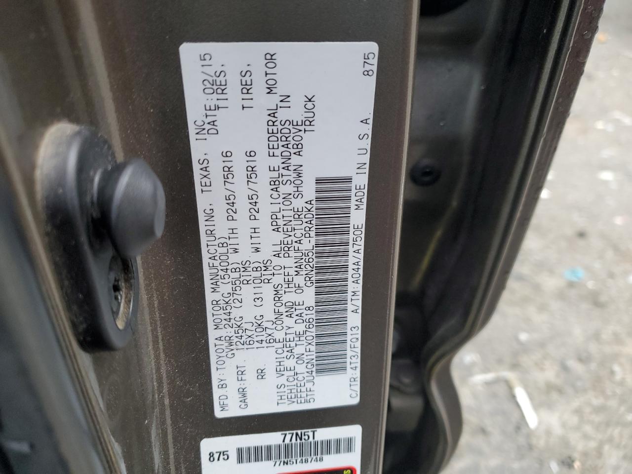 5TFJU4GN1FX076618 2015 Toyota Tacoma Double Cab Prerunner