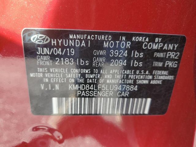 2020 Hyundai Elantra Sel VIN: KMHD84LF5LU947884 Lot: 57085144