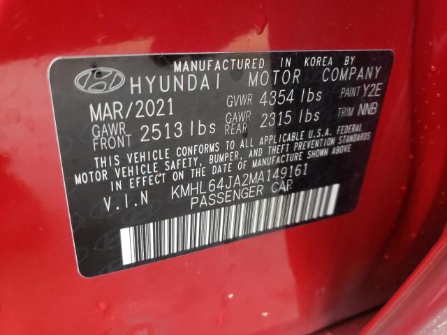 2021 Hyundai Sonata Sel VIN: KMHL64JA2MA149161 Lot: 54788554