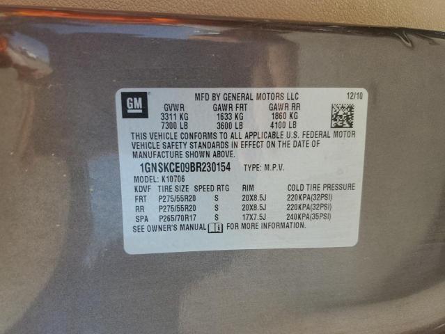 2011 Chevrolet Tahoe K1500 Ltz VIN: 1GNSKCE09BR230154 Lot: 54381904