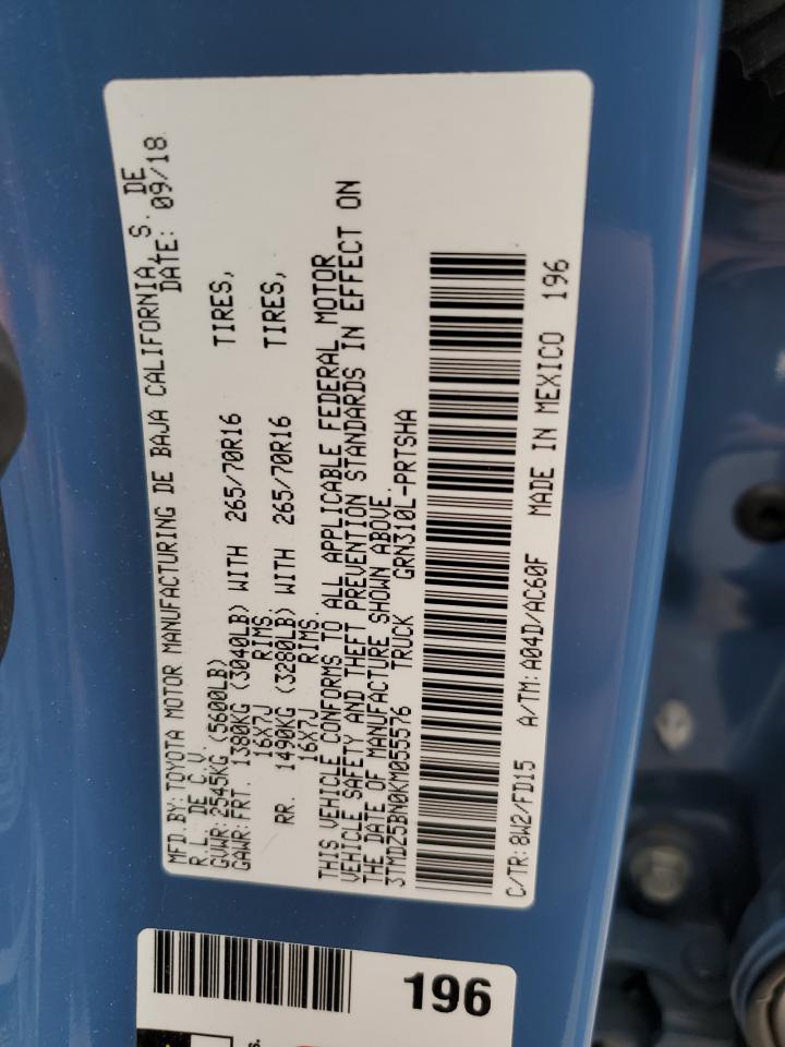 3TMDZ5BN0KM055576 2019 Toyota Tacoma Double Cab