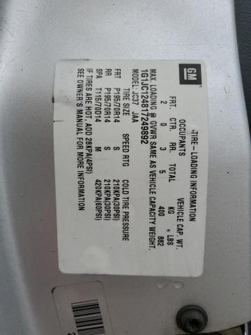 2001 Chevrolet Cavalier VIN: 1G1JC124817249892 Lot: 54401184