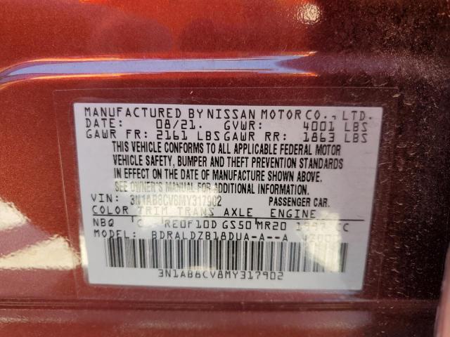 2021 Nissan Sentra Sv VIN: 3N1AB8CV8MY317902 Lot: 54930194