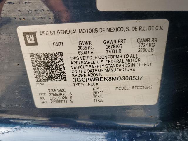 3GCPWBEK8MG308537 Chevrolet All Models SILVERADO 12