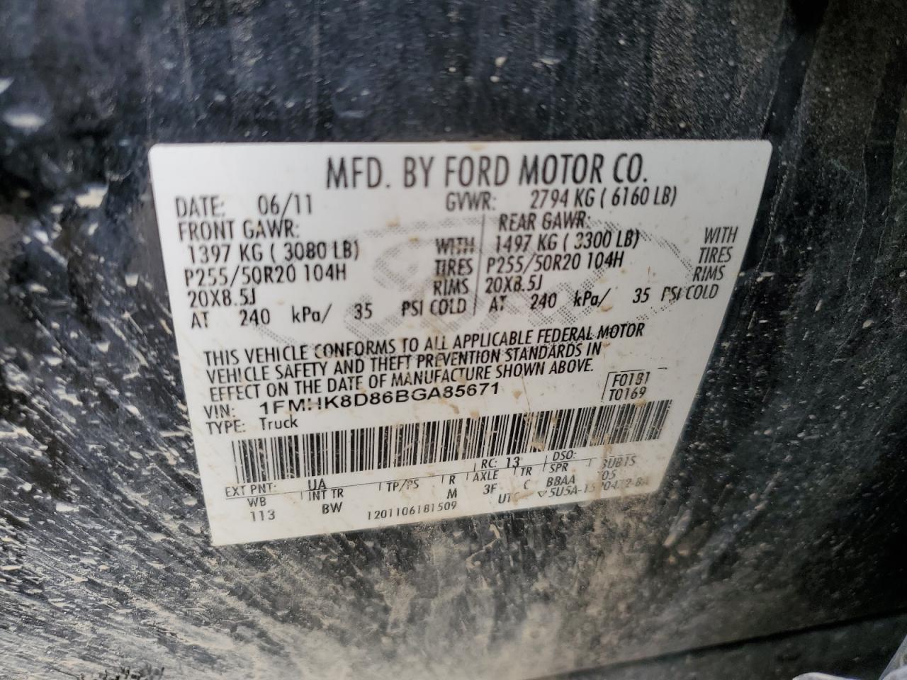 1FMHK8D86BGA85671 2011 Ford Explorer Xlt