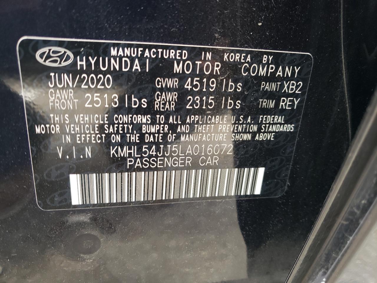 KMHL54JJ5LA016072 2020 Hyundai Sonata Hybrid