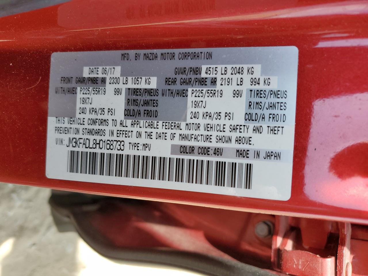 JM3KFADL8H0168733 2017 Mazda Cx-5 Grand Touring