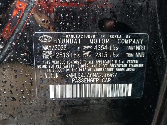 2022 Hyundai Sonata Se VIN: KMHL24JA6NA230967 Lot: 54039454