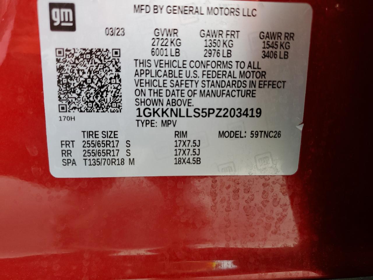 1GKKNLLS5PZ203419 2023 GMC Acadia At4