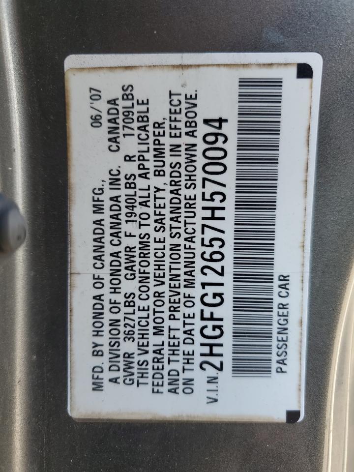 2HGFG12657H570094 2007 Honda Civic Lx