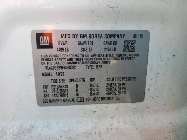 2015 BUICK ENCORE with UNDERCARRIAGE damage, VIN KL4CJGSB9FB268392
