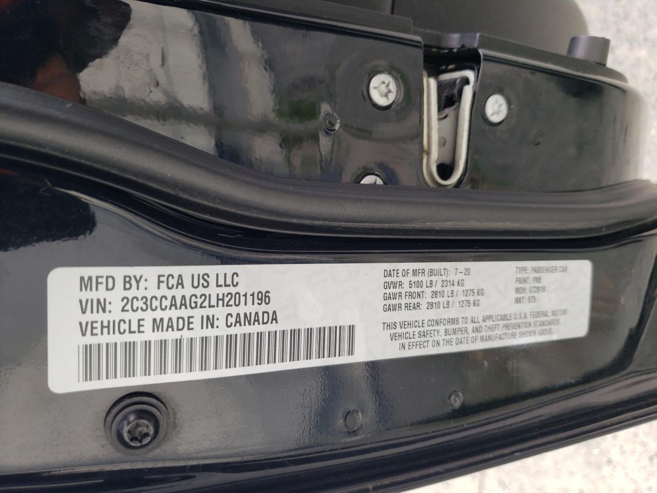 2C3CCAAG2LH201196 2020 Chrysler 300 Touring