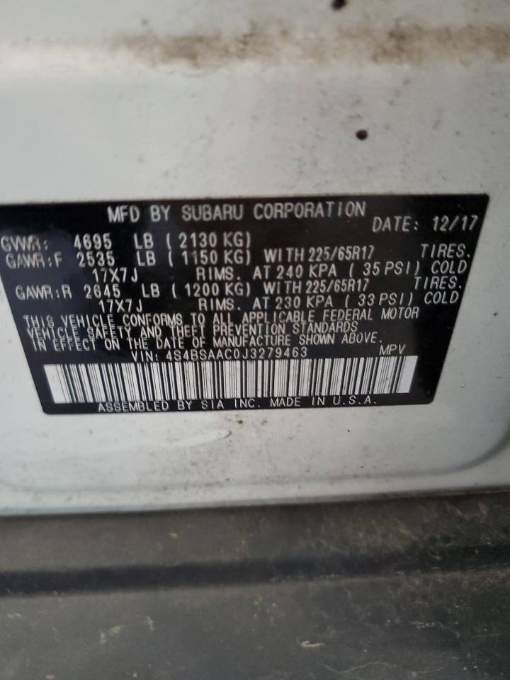 4S4BSAAC0J3279463 2018 Subaru Outback 2.5I