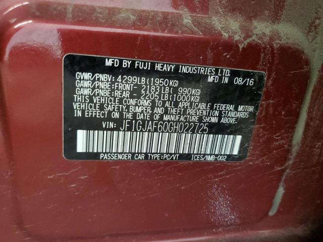 2016 Subaru Impreza Premium Plus VIN: JF1GJAF60GH022725 Lot: 56507224