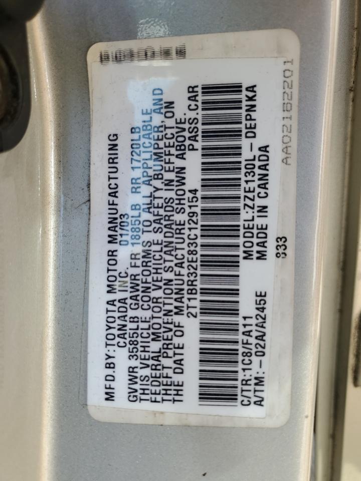 2T1BR32E83C129154 2003 Toyota Corolla Ce