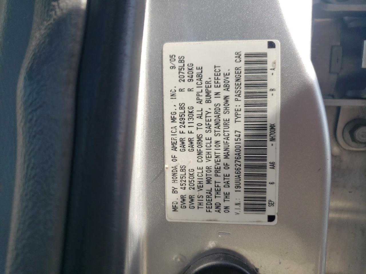 19UUA66276A001547 2006 Acura 3.2Tl